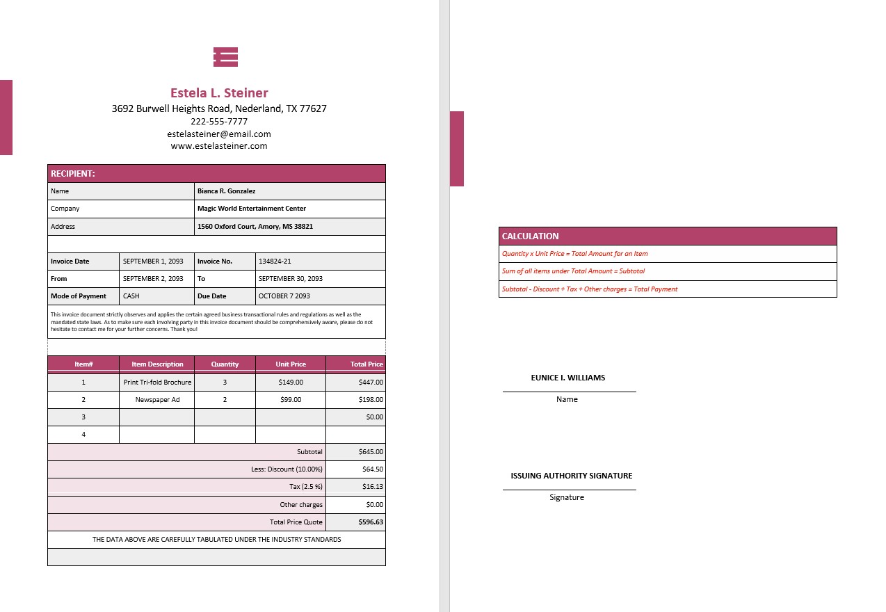 Free Freelance Design Invoice PSD template